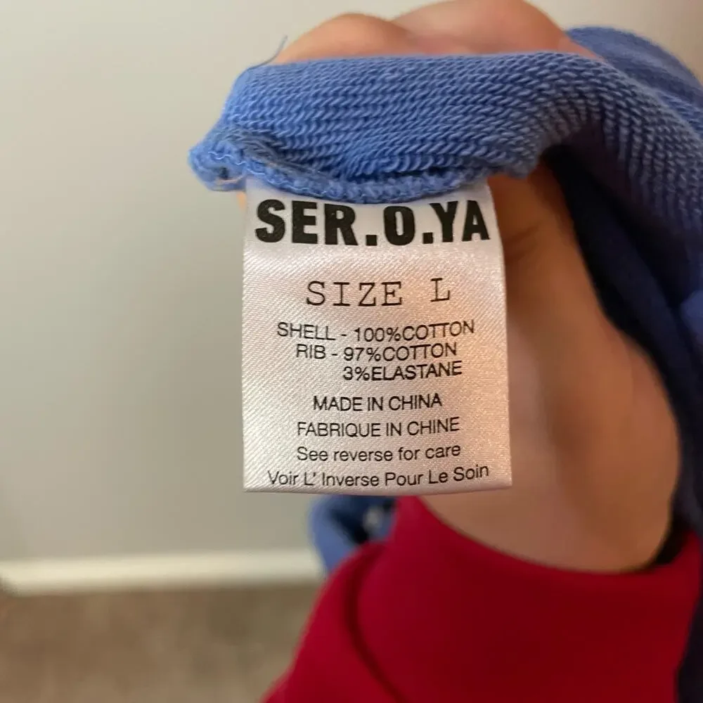 SER.O.YA Rory Dress in Marina Blue SZ Large Sweatshirt Blouson Dress EUC Street - Picture 8 of 13